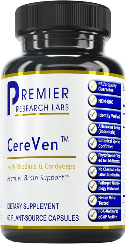 Premier Research Labs CereVen - Herbal Supplement with Rhodiola Rosea for Adaptogenic Support - 60 Vegetarian Capsules