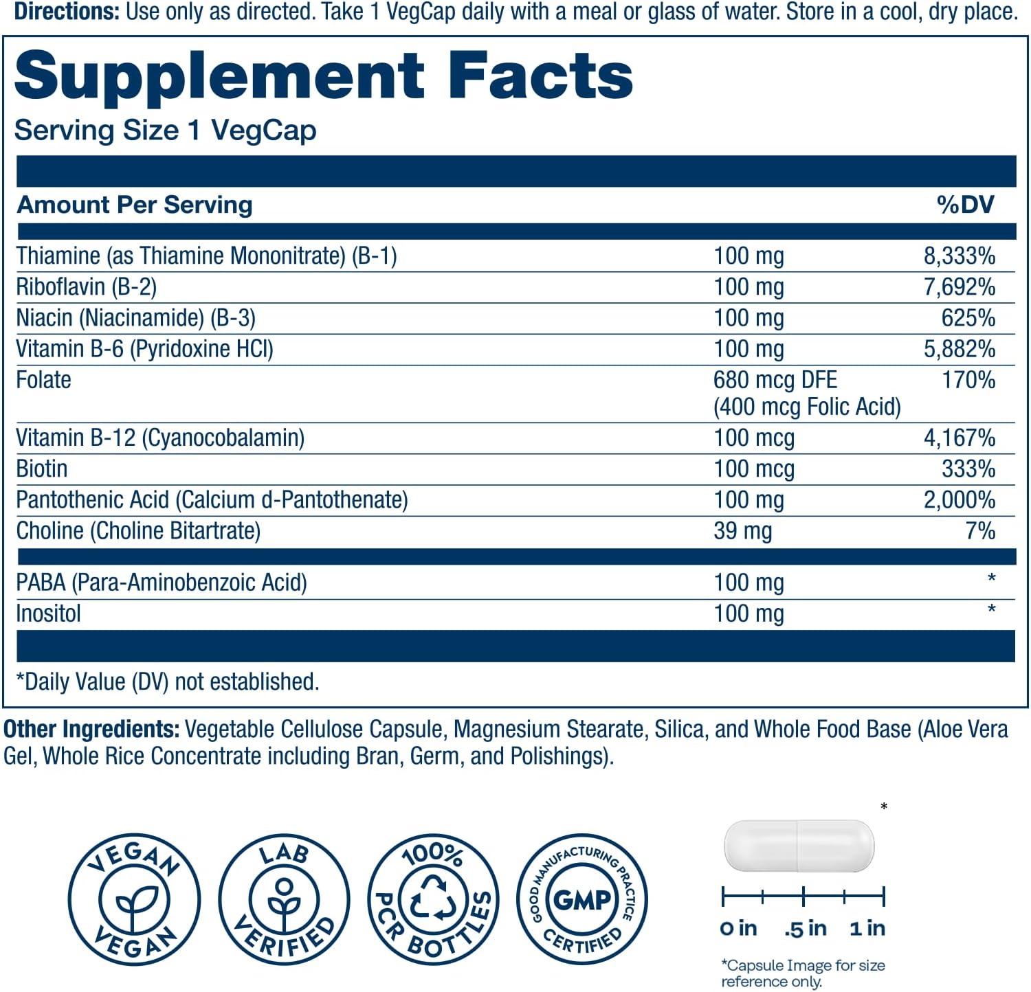 SOLARAY Vitamin B Complex 100mg - High Potency, All 8 B Vitamins, Vegan, 275 Veg Caps - görsel 2