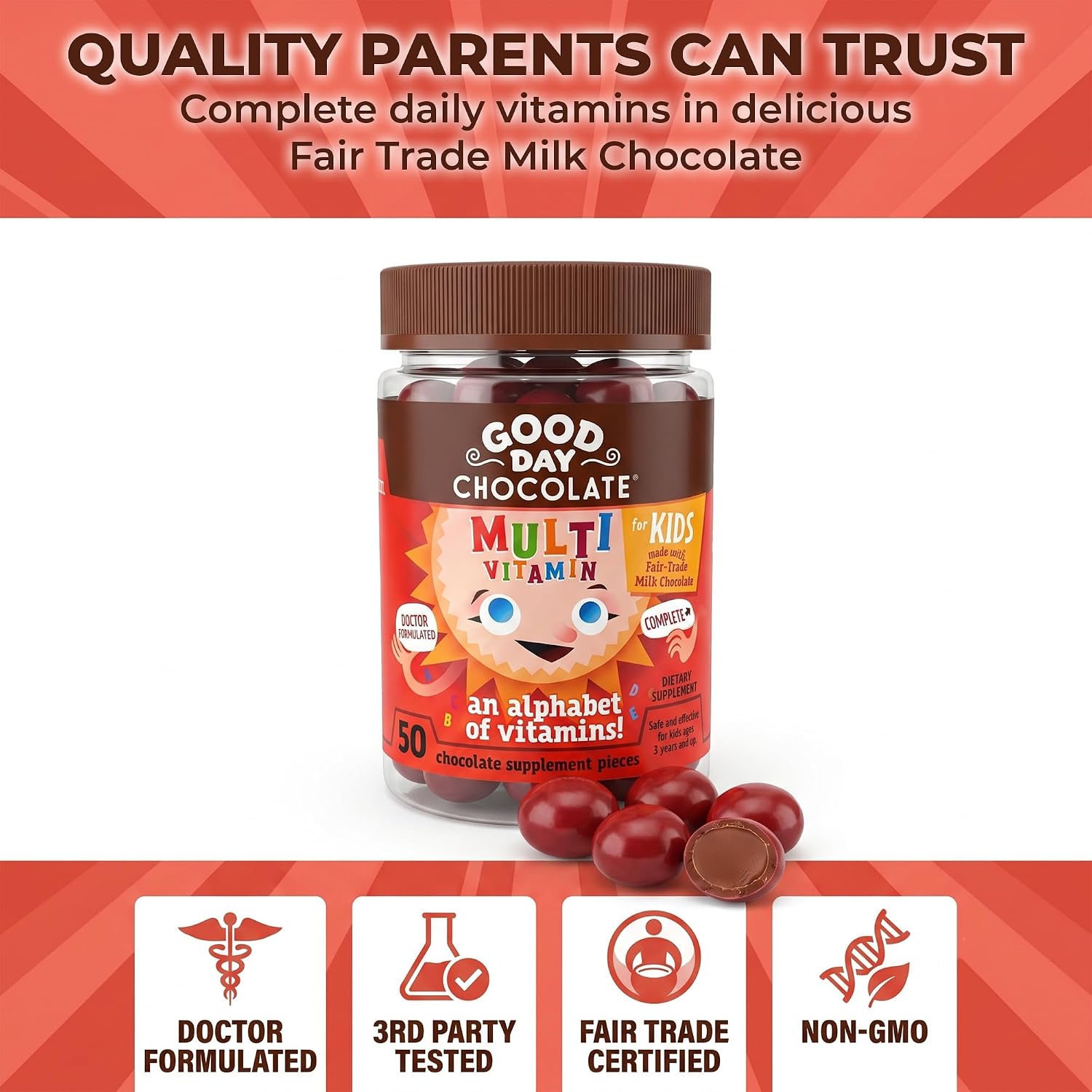 Good Day Chocolate Complete Multivitamin for Children, 50 Pieces - görsel 4