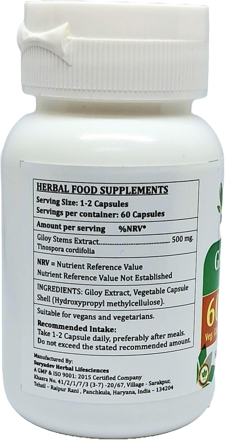 Satya Naturals Giloy Forte Capsules 500 mg - 120 Vegetable Capsules (2-Pack) - Guduchi (Tinospora Cordifolia) Extract - Ayurvedic Supplement - görsel 5