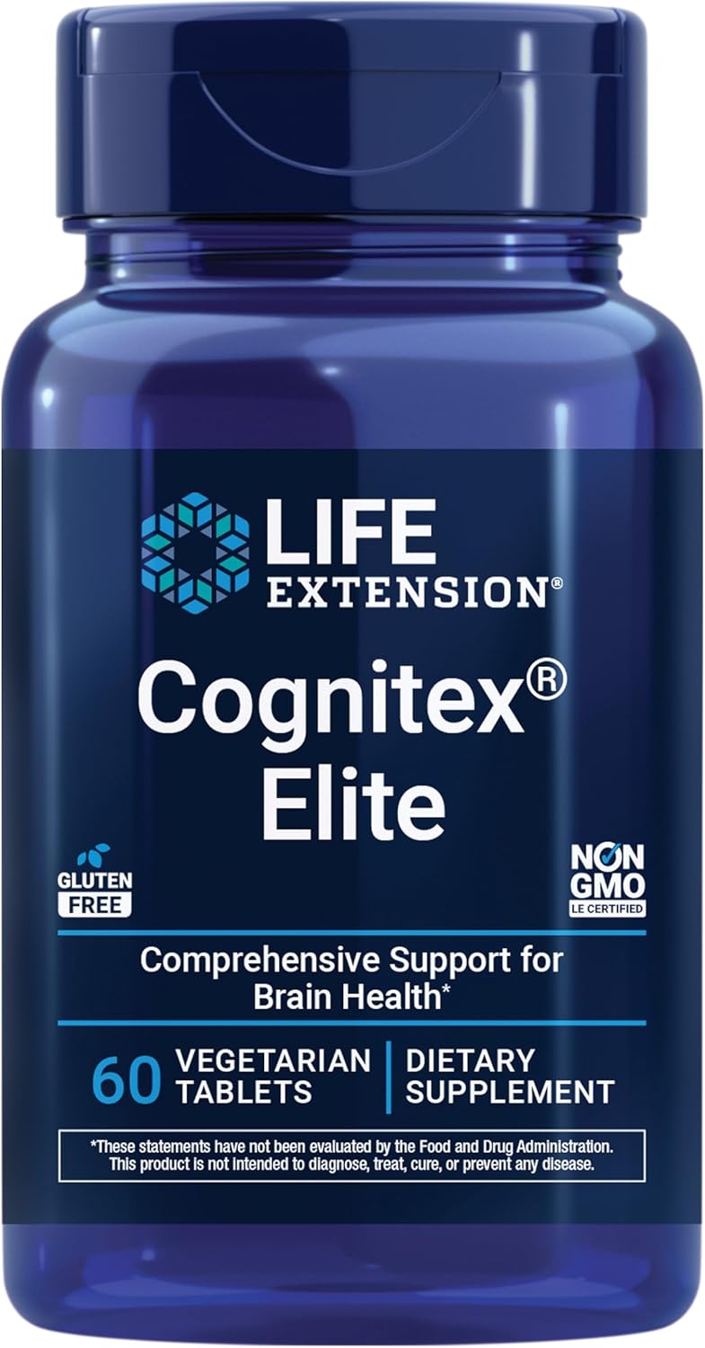 Life Extension Cognitex® Elite – Comprehensive Brain Supplement for Memory, Focus and Mood – with Sage, Blueberry, Ashwagandha, Phosphatidylserine, Vinpocetine – 60 Tablets - görsel 1