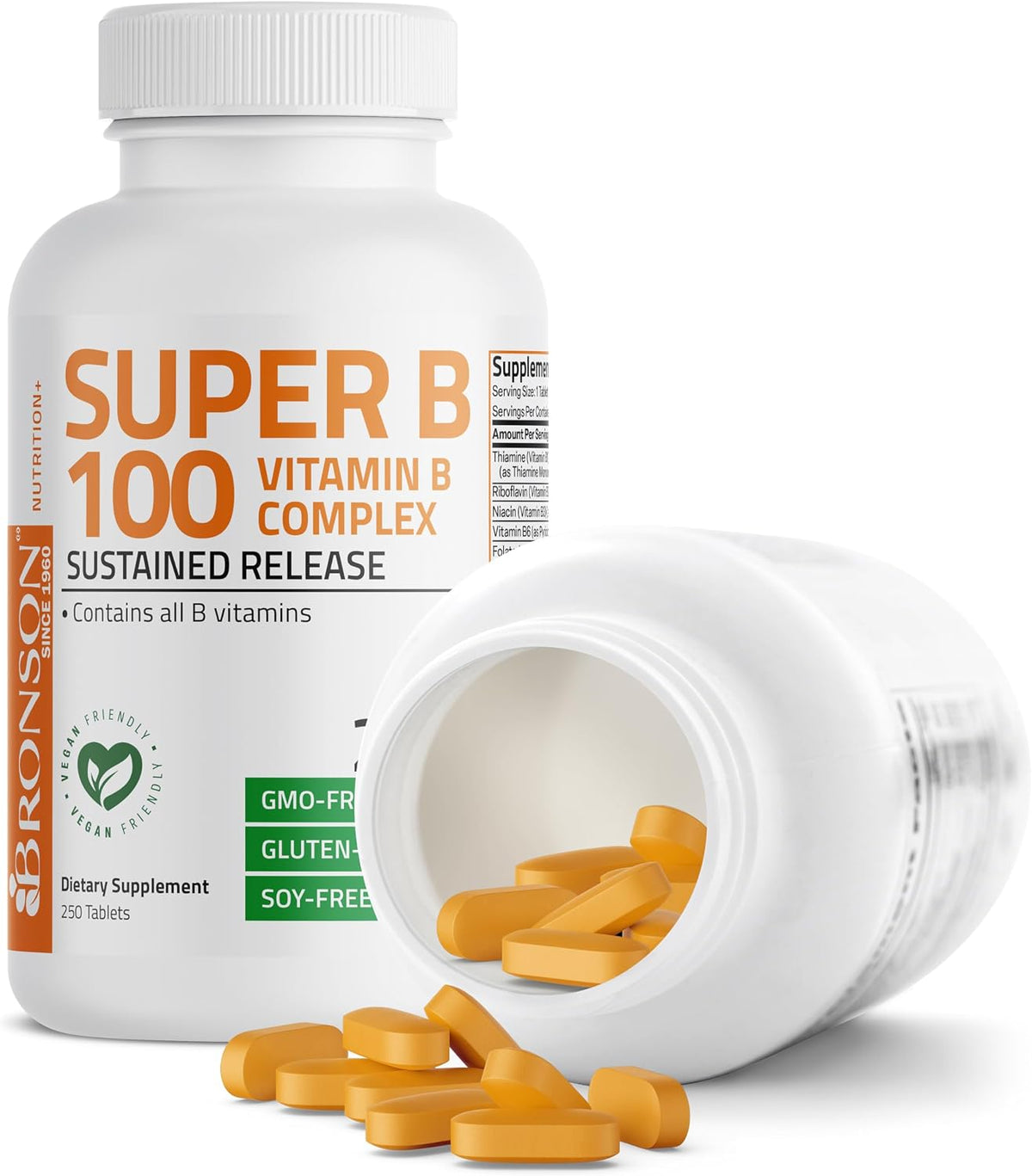 Bronson Super B 100 Vitamin B Complex Sustained Release - 250 Tablets - görsel 6
