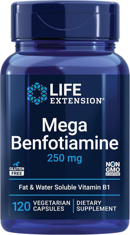 Life Extension Mega Benfotiamine, 250 mg, 180 Vegetarian Capsules with Thiamine