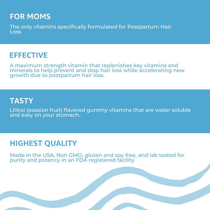 Baby Blues Postnatal Hair Loss Vitamins & Gummies for Women | Biotin & Collagen | 3 Month Supply