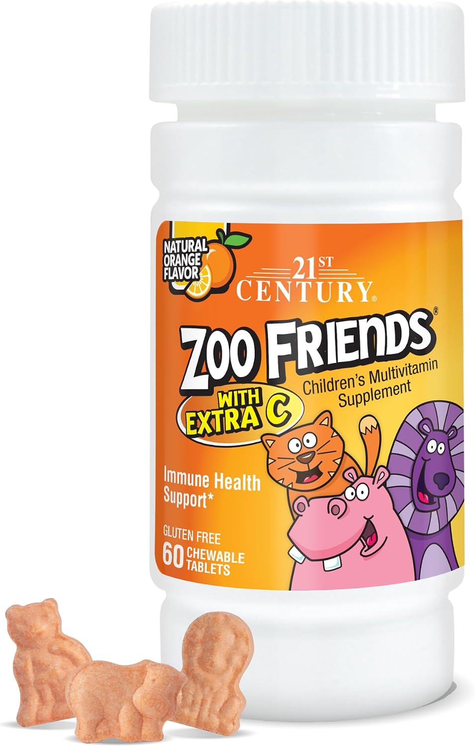 21st Century Zoo Friends with Extra Vitamin C Chewable Tablets, 60 Tablets - görsel 1