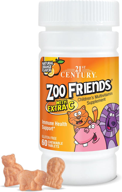 21st Century Zoo Friends with Extra Vitamin C Chewable Tablets, 60 Tablets