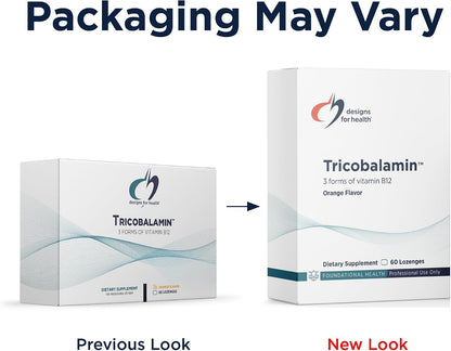 Designs for Health B12 Tricobalamin Lozenges - 3000mcg Triple B12 with Methylcobalamin, Adenosylcobalamin & Hydroxocobalamin - Natural Orange Flavour (60 Lozenges)