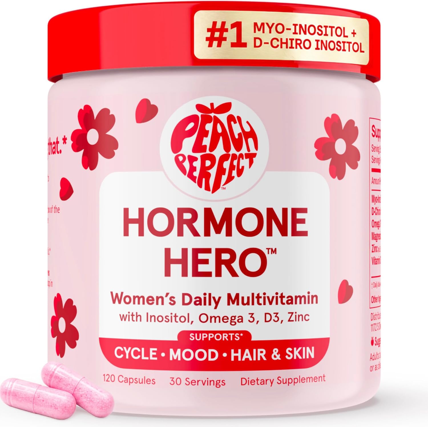 Peach Perfect Inositol Multivitamin – Myo-Inositol & D-Chiro 40:1 Blend with Omega-3, Vitamin D3, Magnesium, Zinc - görsel 1