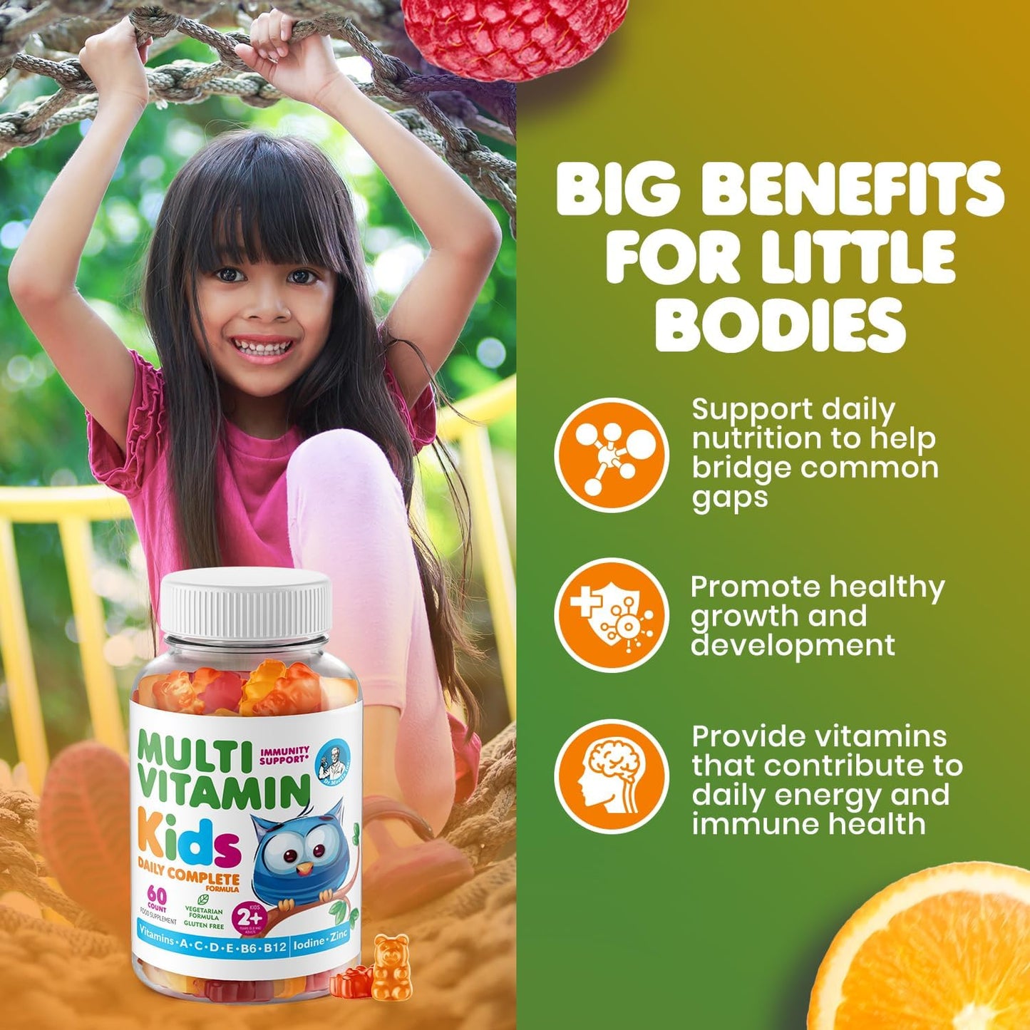 DR. MORITZ Omega-3 Gummies (90 Count) and Kids Multivitamin Gummies Bundle (60 Count) – for Daily Health Support – Vegan DHA Omega-3 for Kids – Non-GMO Toddler Vitamins – Yummy Kid Vitamins - görsel 5