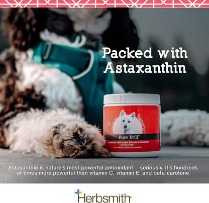 Herbsmith Pure Krill - Wild-Caught Antarctic Krill - Single Ingredient - Astaxanthin for Dogs - Ready-to-Uses Omega 3s - 150g