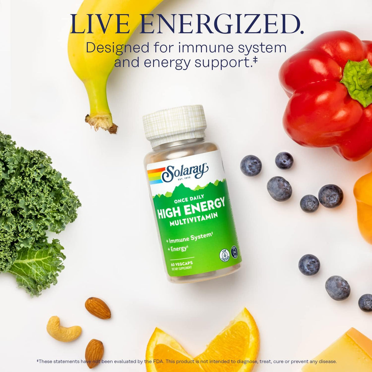 SOLARAY Once Daily High Energy Multivitamin - No Iron, Whole Food & Herb Base, 60 VegCaps - görsel 3