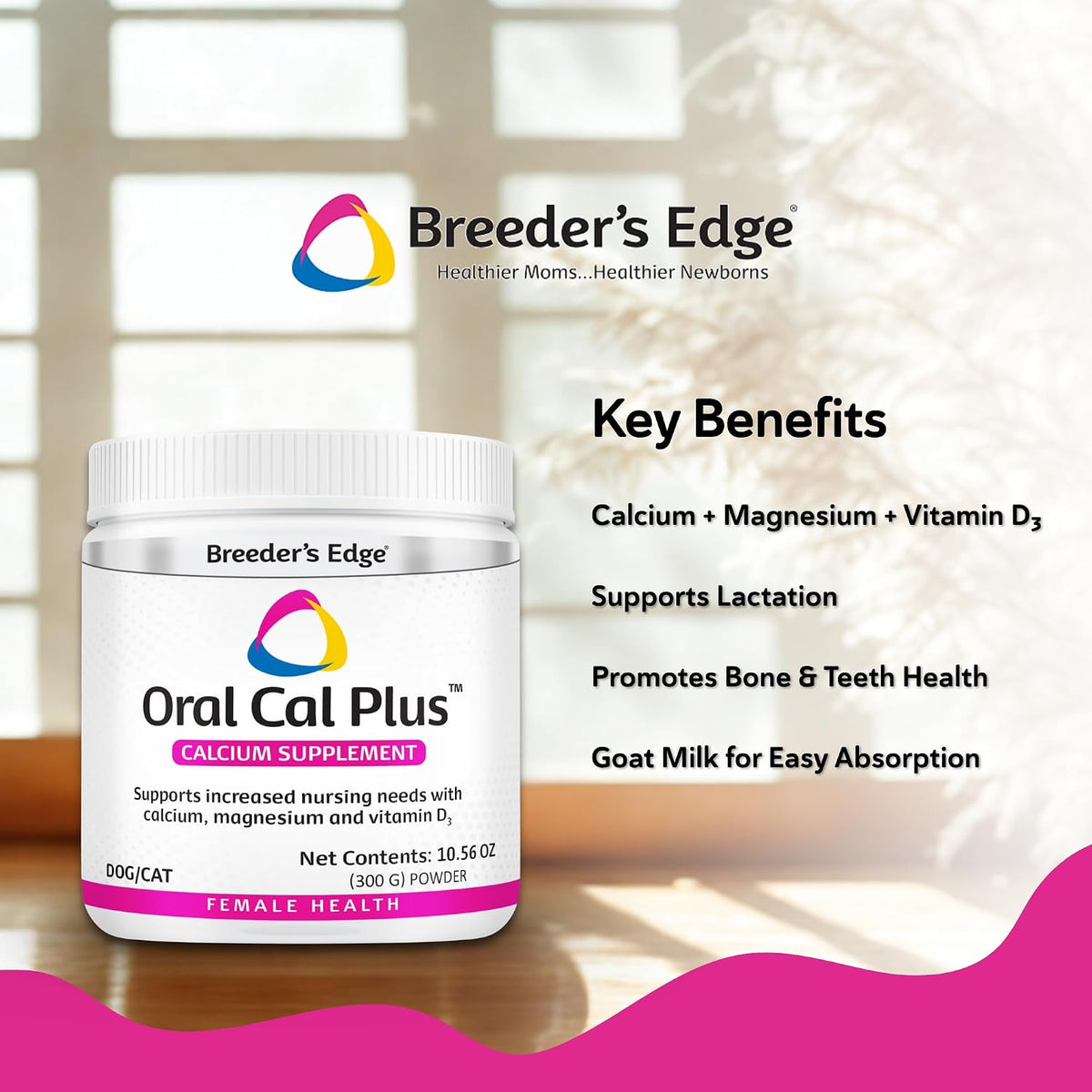 Breeder’s Edge Oral Cal Plus Powder, Calcium & Vitamin D₃ Whelping Supplement for Nursing Dogs and Cats, Supports Healthy Bones, Teeth & Lactation, 300g - görsel 3
