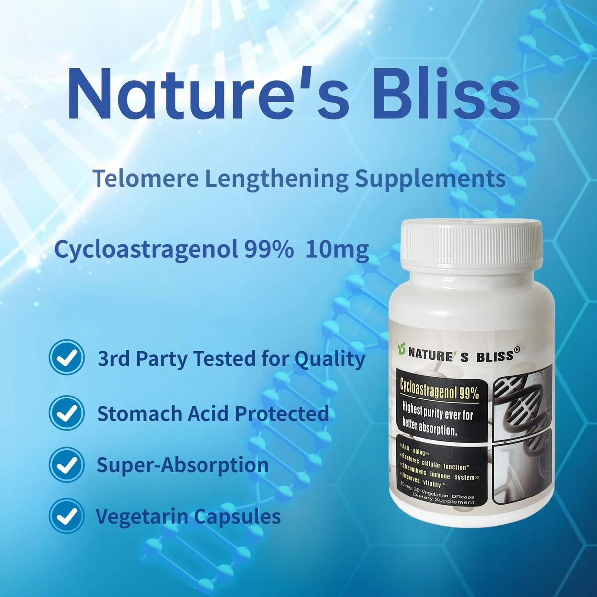 Cycloastragenol 10mg – Telomere Support Supplement with DRcaps (90 Capsules) - görsel 2
