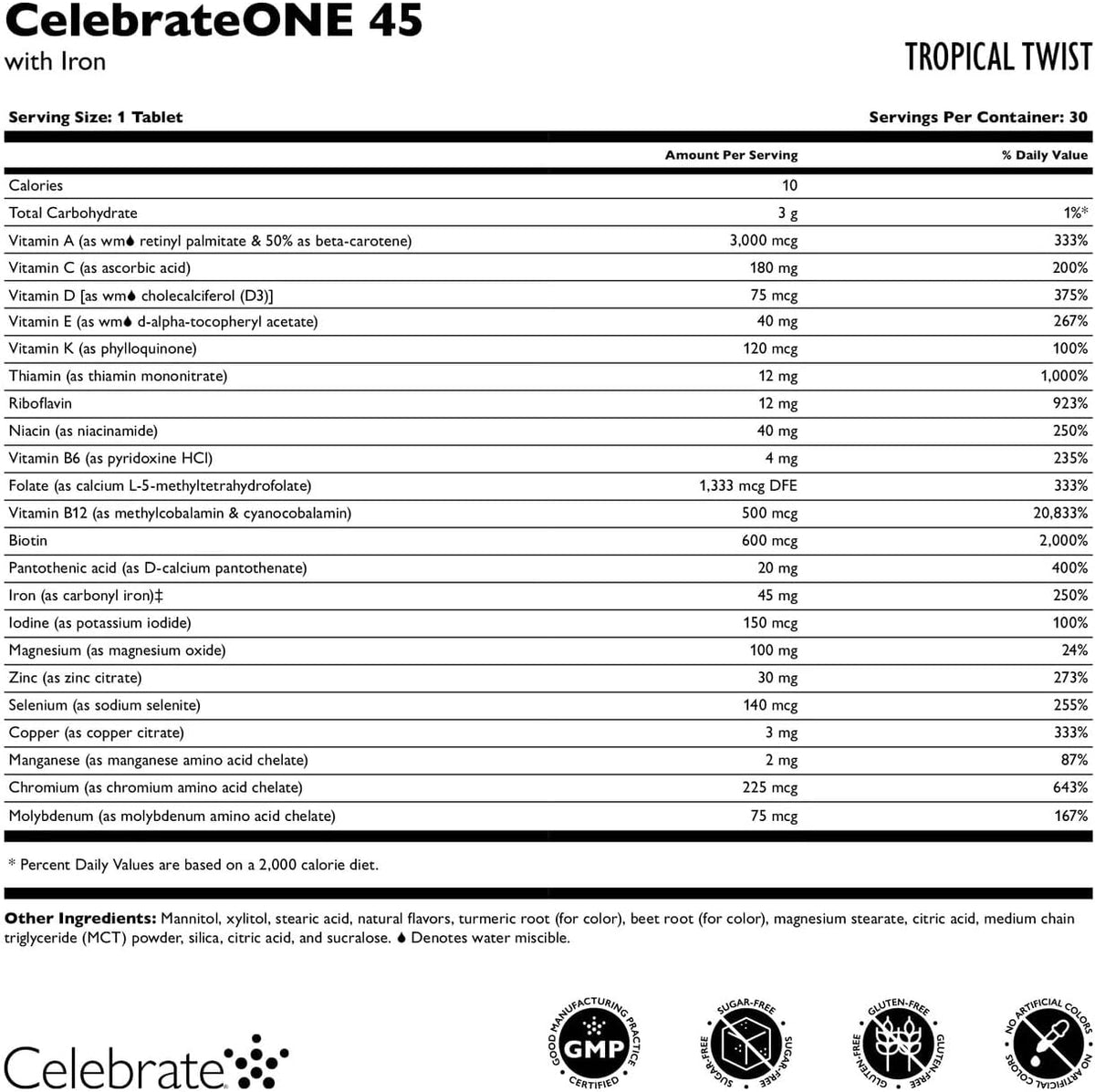 CelebrateONE 45 Bariatric Multivitamin with Iron, Once Daily Tropical Twist Flavour Chewable – 30 Tablets - görsel 3