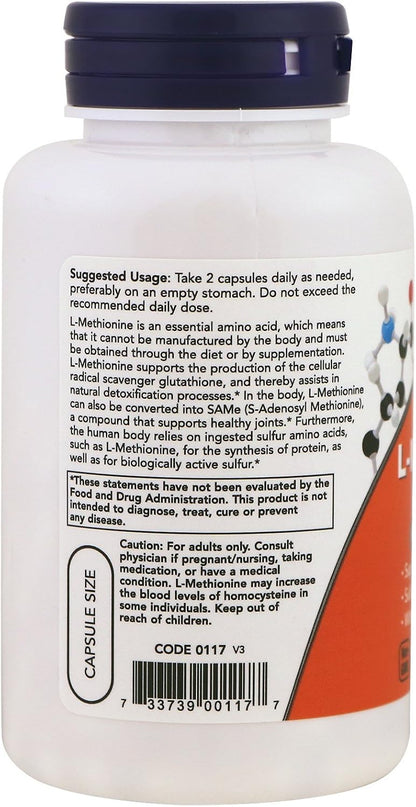 Now Foods L-Methionine 500 mg, 100 Capsules