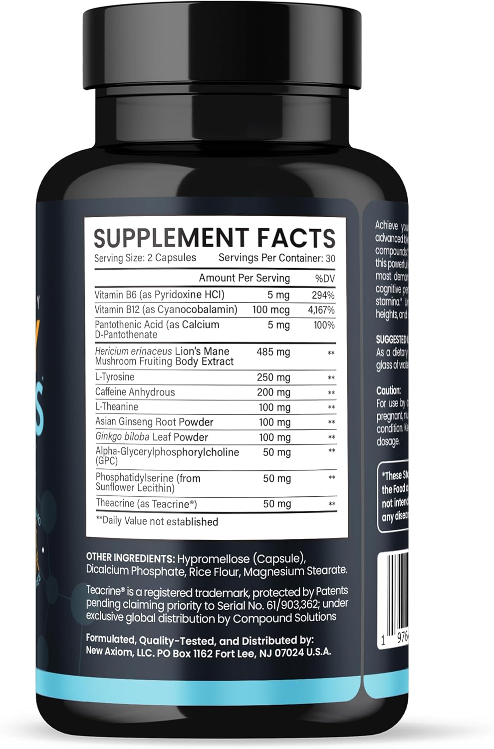 Energy and Focus – Extra Strength 200mg Caffeine and Lion's Mane Mushroom Supplement, 60 Capsules – with Alpha GPC, L-Theanine, L-Tyrosine to Support Brain Function and Concentration - görsel 7