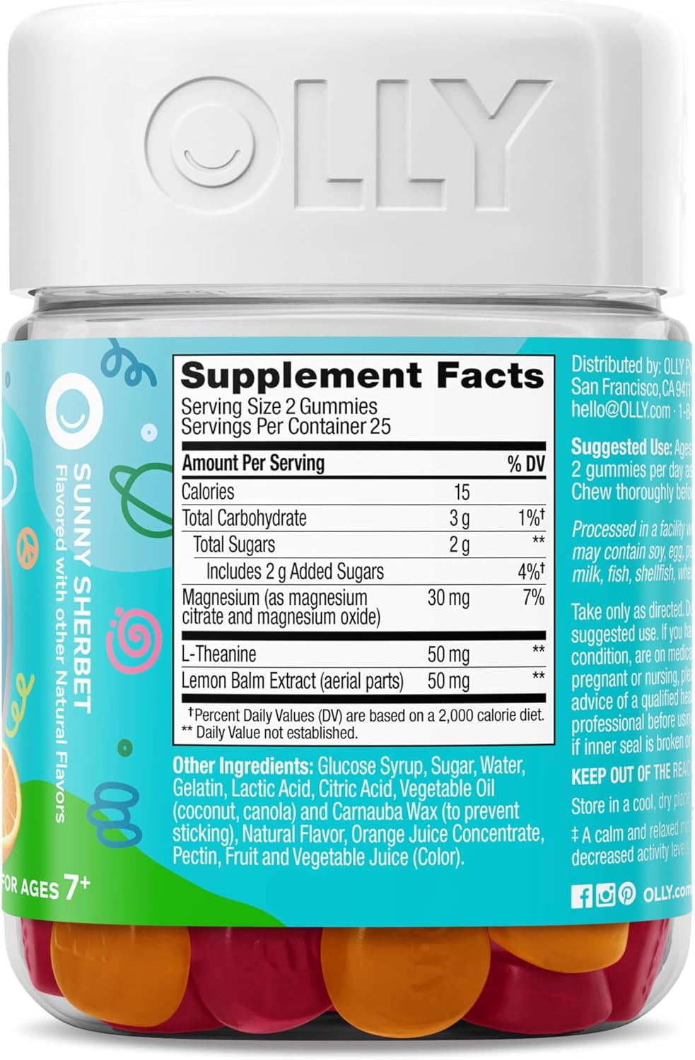 OLLY Kids Chillax Gummy - Magnesium, L-Theanine & Lemon Balm - Calm Mood Support - Sherbet Flavoured - 50 Gummies – Image 9