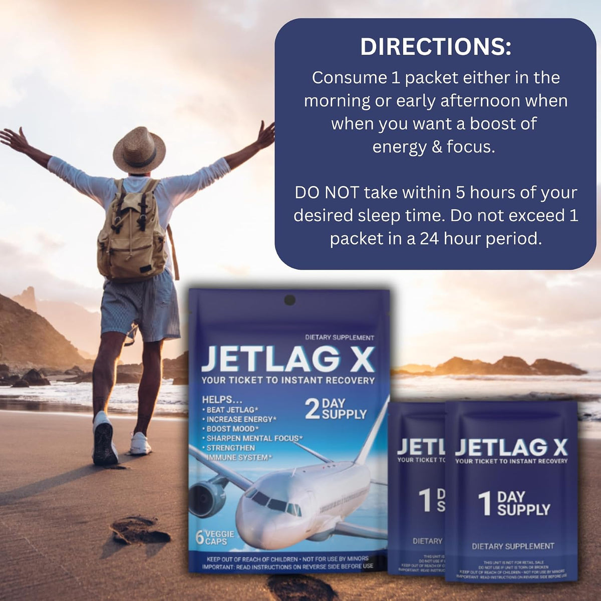 ROCK SOLID JETLAG X - Dietary Supplement for Jet Lag Relief, Energy and Focus - görsel 9