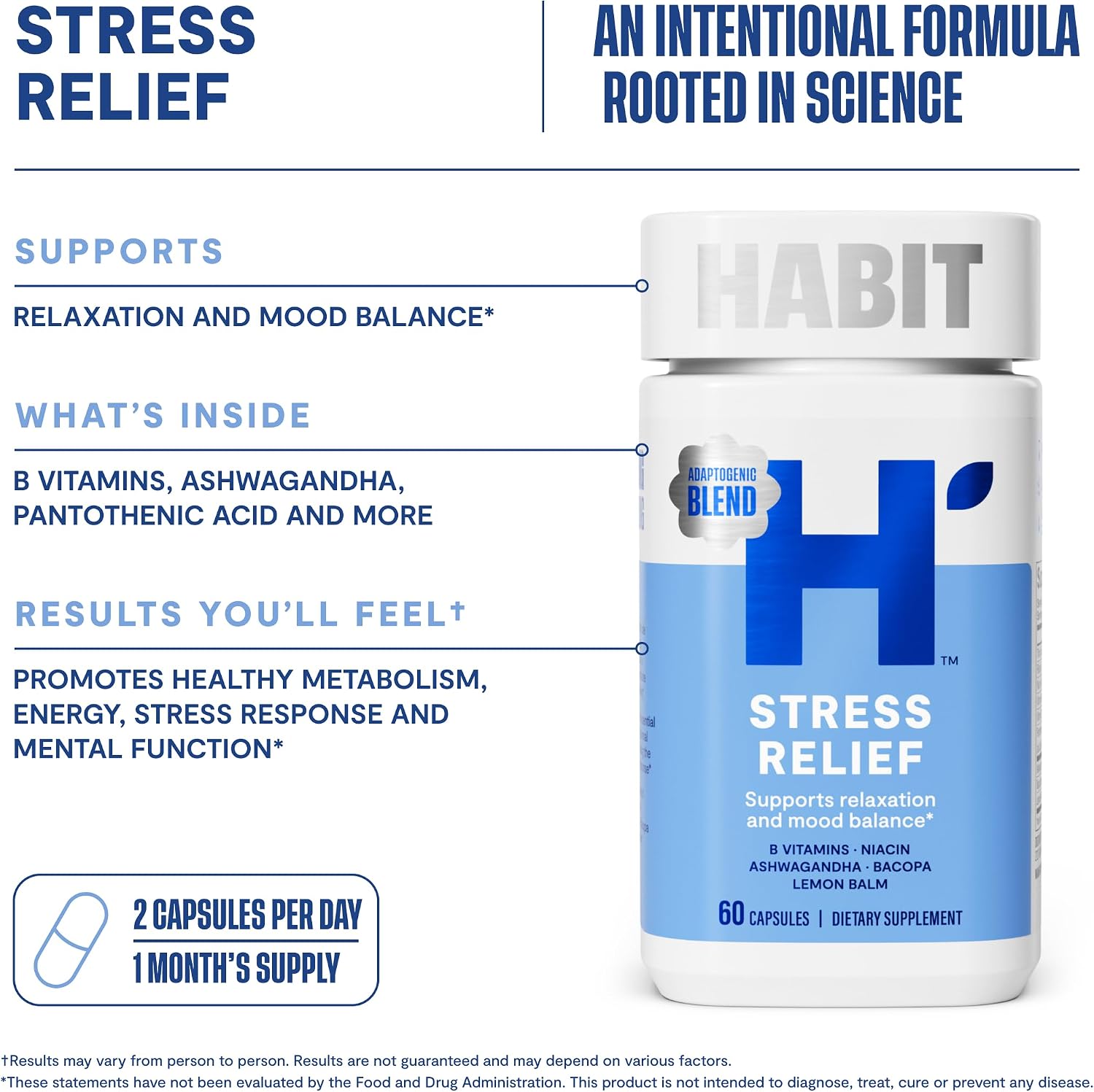 Habit Stress Relief Supplement - 60 Capsules - görsel 7
