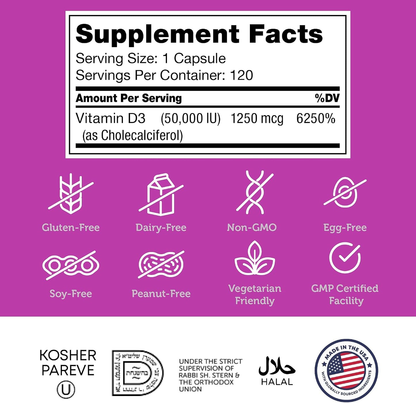 Zahler Advanced Vitamin D3 50000 IU Capsules – Weekly Supplement for Immune, Bone and Teeth Support (120 Count) - görsel 5