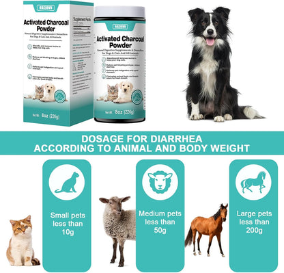 ROZJOVU Activated Charcoal Powder for Dogs, Cats & All Pets – 227 g