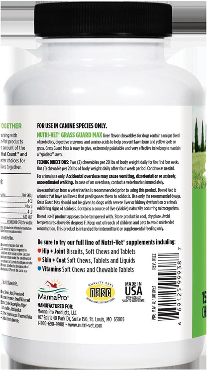 Nutri-Vet Grass Guard Chewables for Dogs, 150 Count