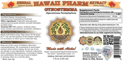 Hawaii Pharm Gynostemma Liquid Extract, Gynostemma (Gynostemma Pentaphyllum) Tincture Supplement 2 x 118 ml