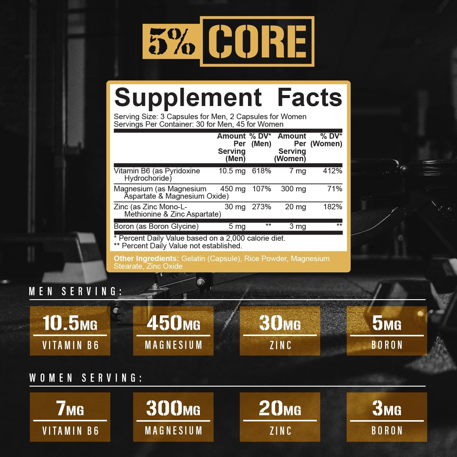 5% Nutrition Core ZMA (with Boron) – 90 Capsules - görsel 3