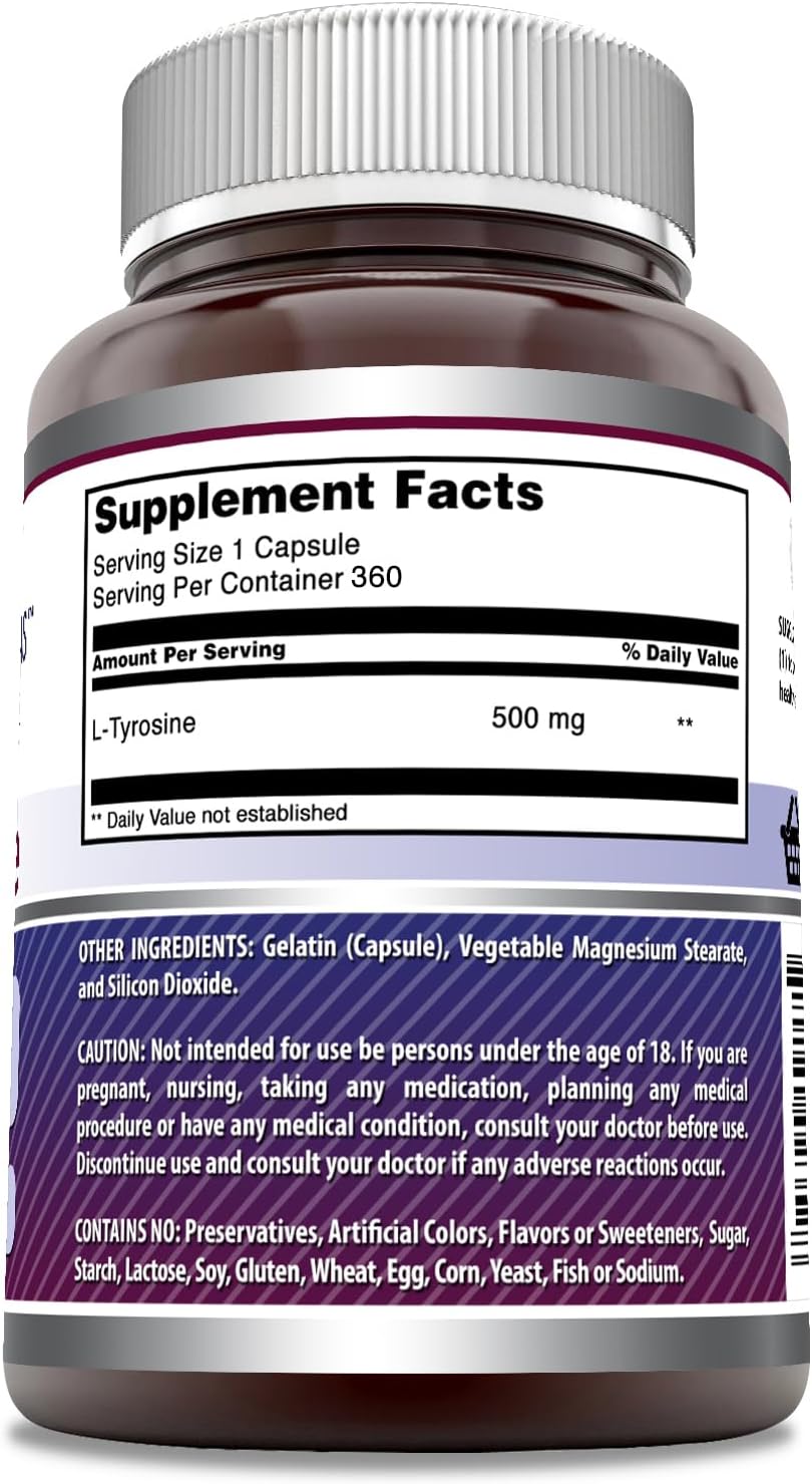 Amazing Formulae L-Tyrosine 500 mg Capsules, 360 Count - görsel 2