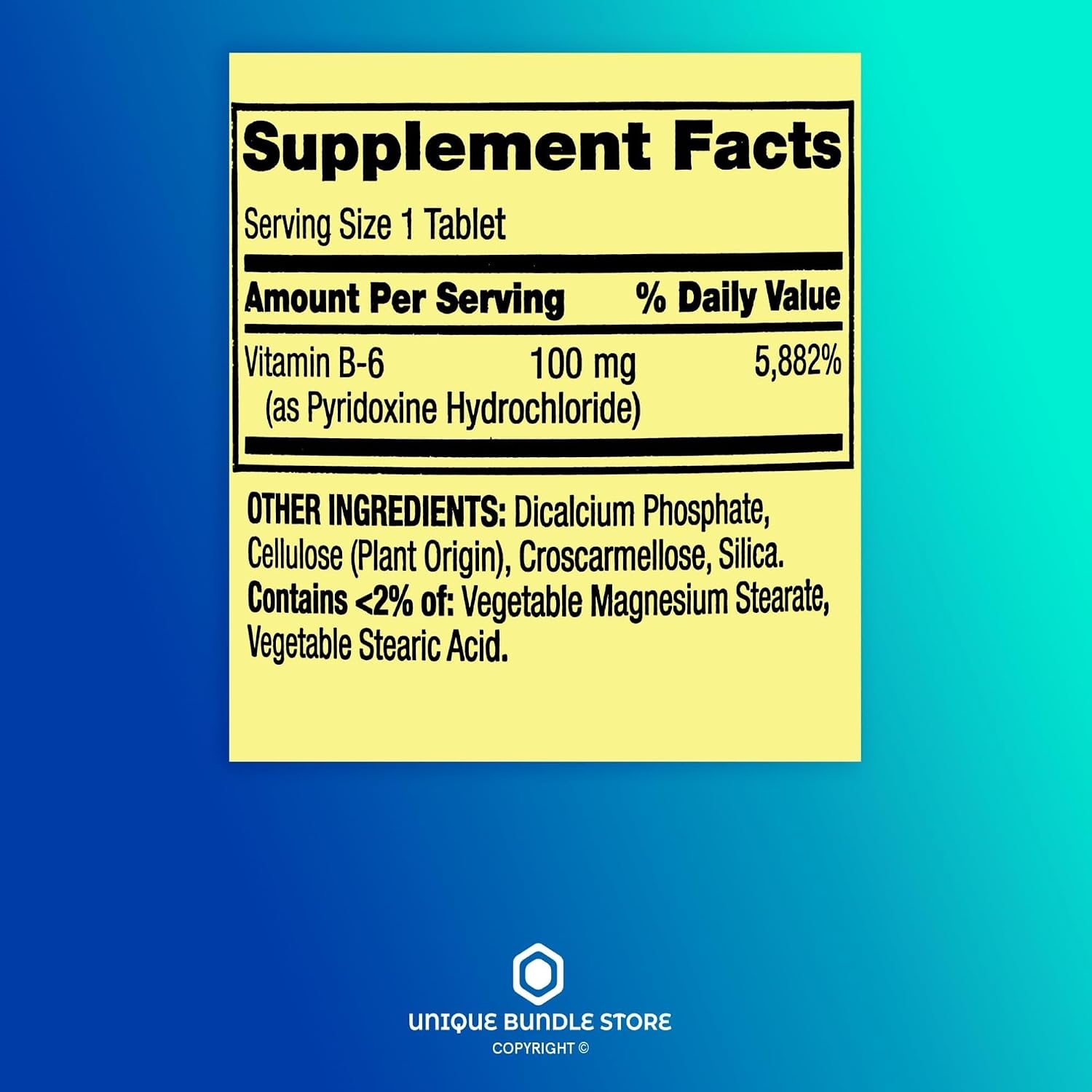 Vitamin B6 100mg – 250 Tablets (Pack of 2), High Potency B6 Supplement for Metabolism Support, Gluten-free, Vegetarian - görsel 3