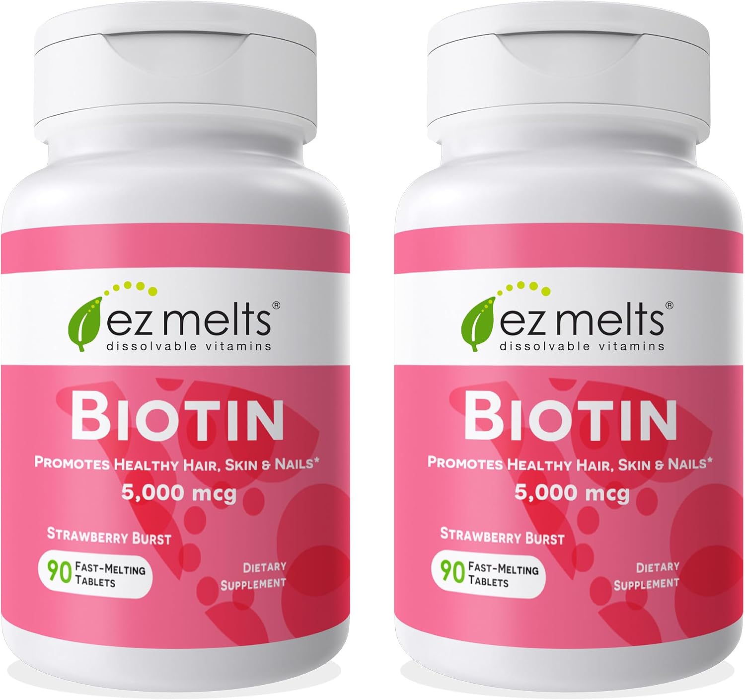 EZ Melts Biotin 5,000 mcg Dissolvable Tablets - Strawberry Burst (90 Tablets) - görsel 10