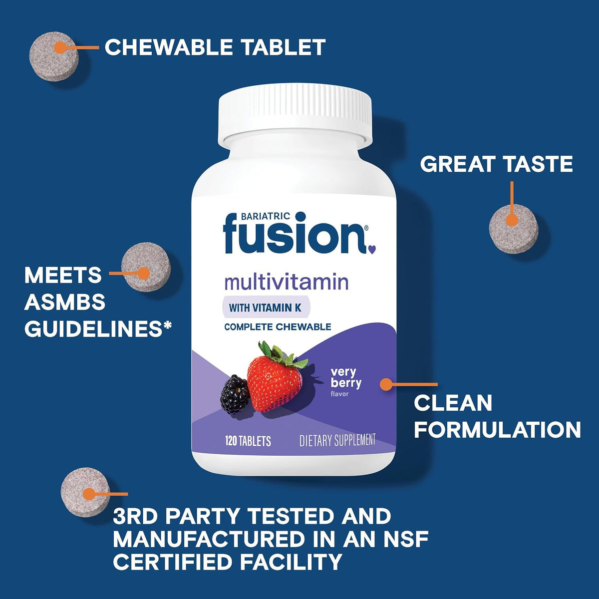 Bariatric Fusion Very Berry Complete Chewable Bariatric Multivitamin with Iron and Vitamin K - görsel 3