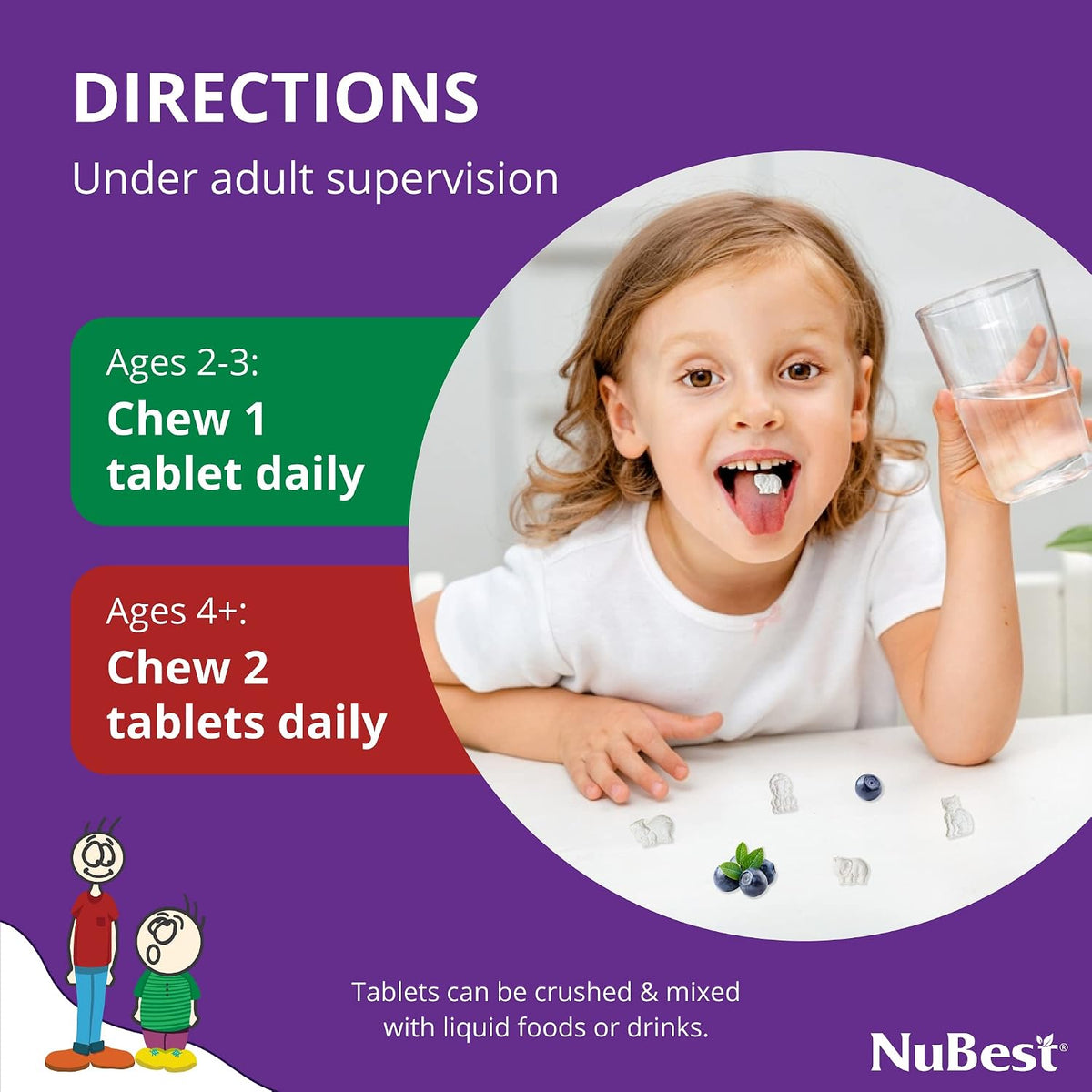 NuBest Tall Kids Chewable Vitamins for Toddlers & Kids Ages 2-9 | Bone Strength & Immune Support | 90 Berry Tablets (6-Week Supply) - görsel 4