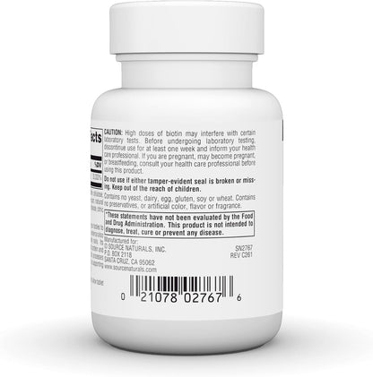 Source Naturals Biotin Fast Melt, Hair, Skin and Nail Support, 10,000 mcg per Serving – 120 Tablets