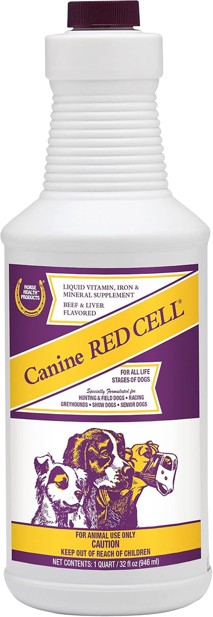 Horse Health Canine Red Cell, Liquid Vitamin-Iron-Mineral Supplement for Puppies, Active Older and Pregnant Dogs, 946 ml