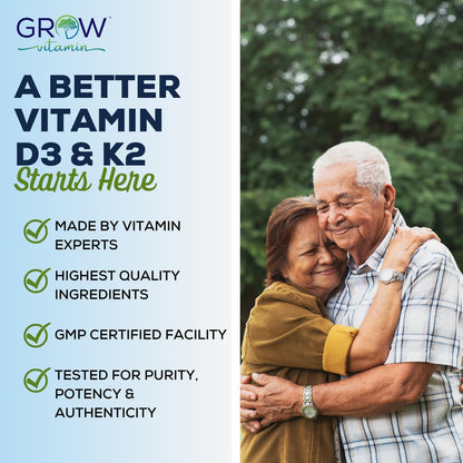Vitamin D3 K2 with MCT Oil - 10,000 IU D3, 100 mcg K2 MK7, Calcium, Zinc, BioPerine, Magnesium - 60 Capsules