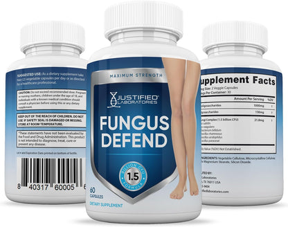 Justified Laboratories (2 Pack) Fungus Defend Pills 1.5 Billion CFU Probiotic 120 Capsules