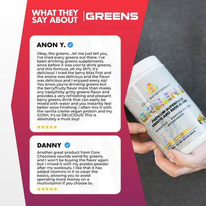 Core Nutritionals Greens - Superfood Reds & Greens Blend, Chocolate Decadence, 30 Servings