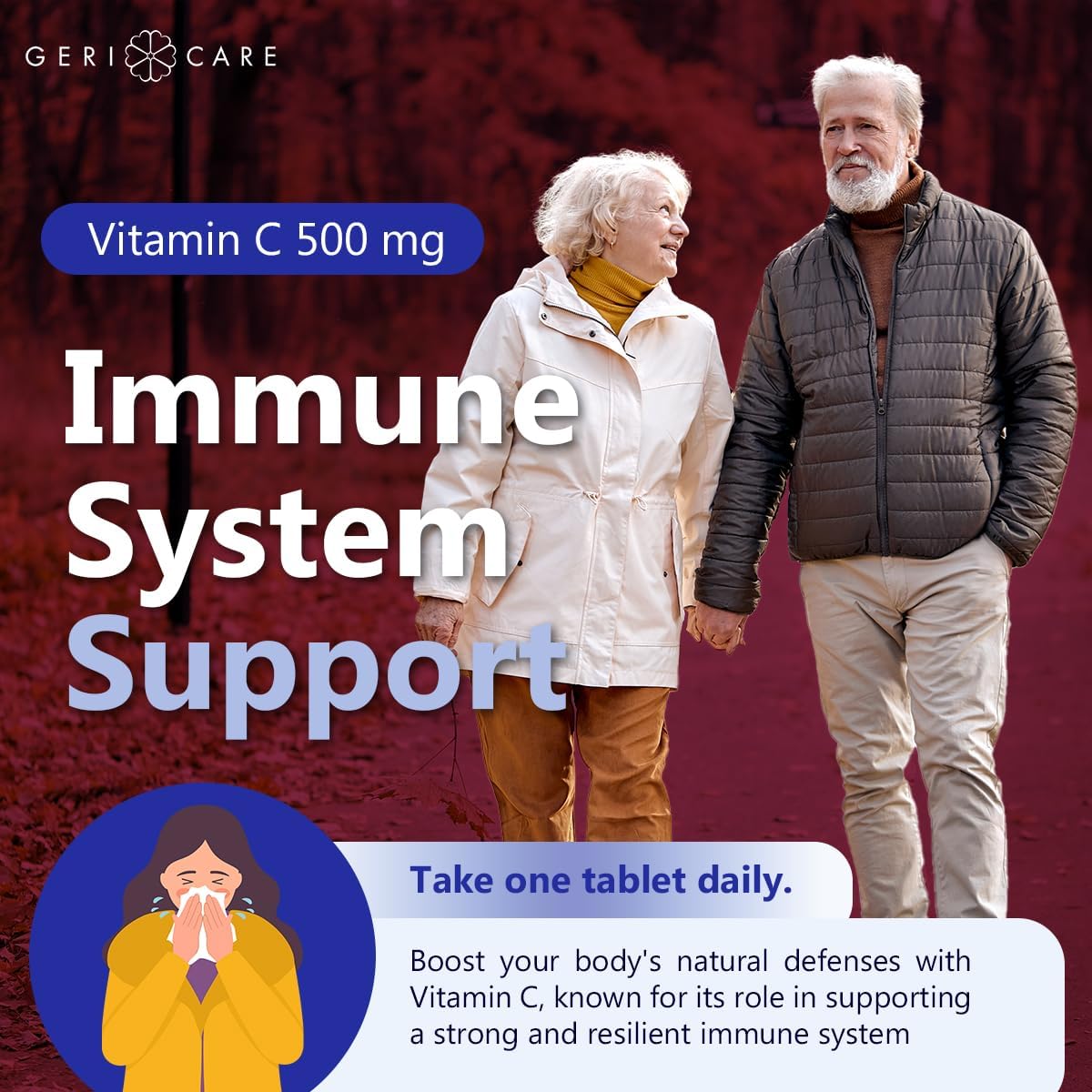 GeriCare Vitamin C 500 mg Tablets – Antioxidant & Immune Support, 200 Tablets - görsel 5