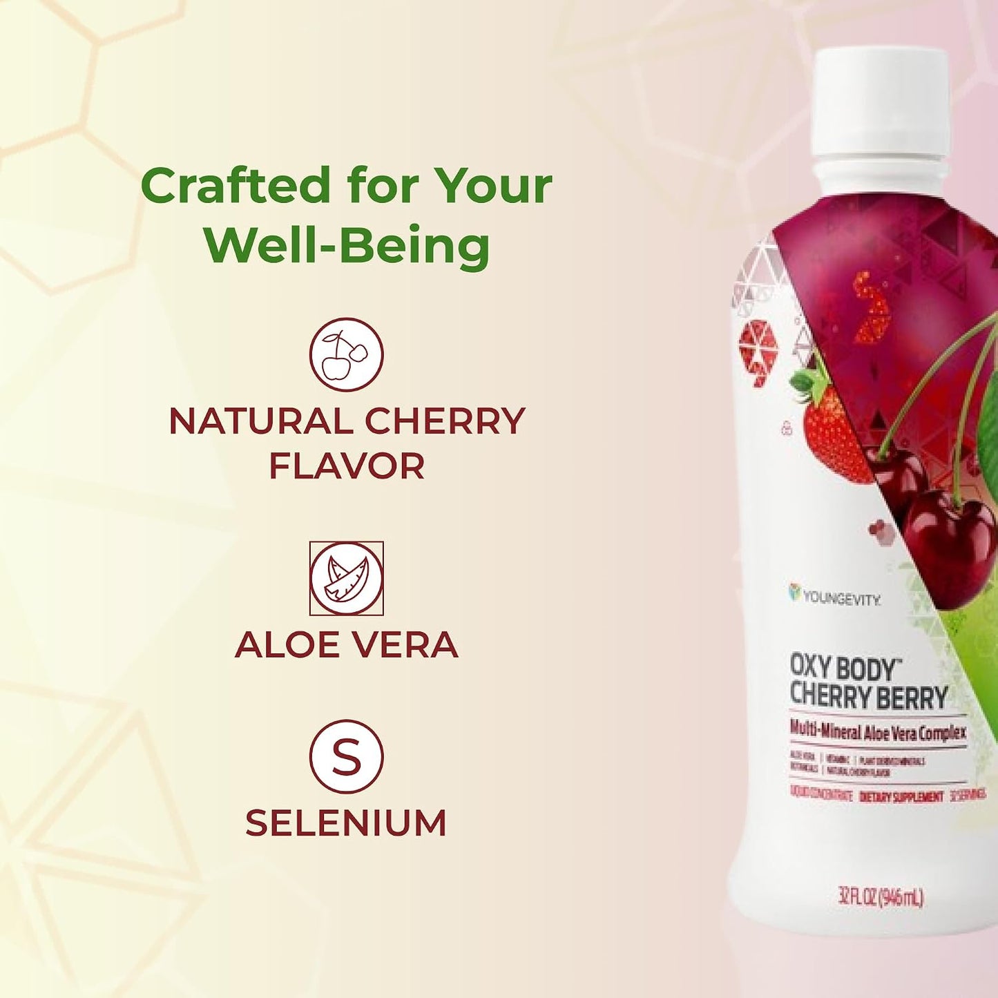 Youngevity Oxybody Cherry Berry Vitamins Minerals & Botanicals – Aloe Vera Liquid Supplement, 946 ml (Pack of 4) - görsel 5