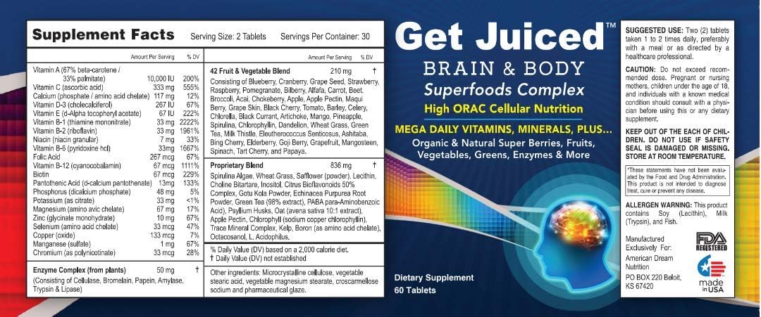 ADN Get Juiced: Whole Food Daily Vitamin and Mineral Complex, 30 Servings - görsel 2