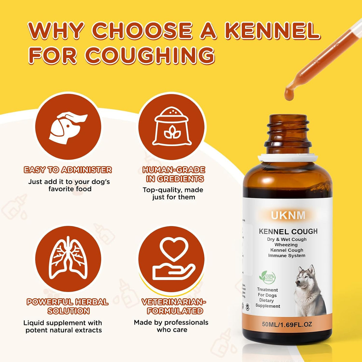 Kennel Cough Relief - UKNM Herbal Drops for Dogs (50ml) - görsel 2