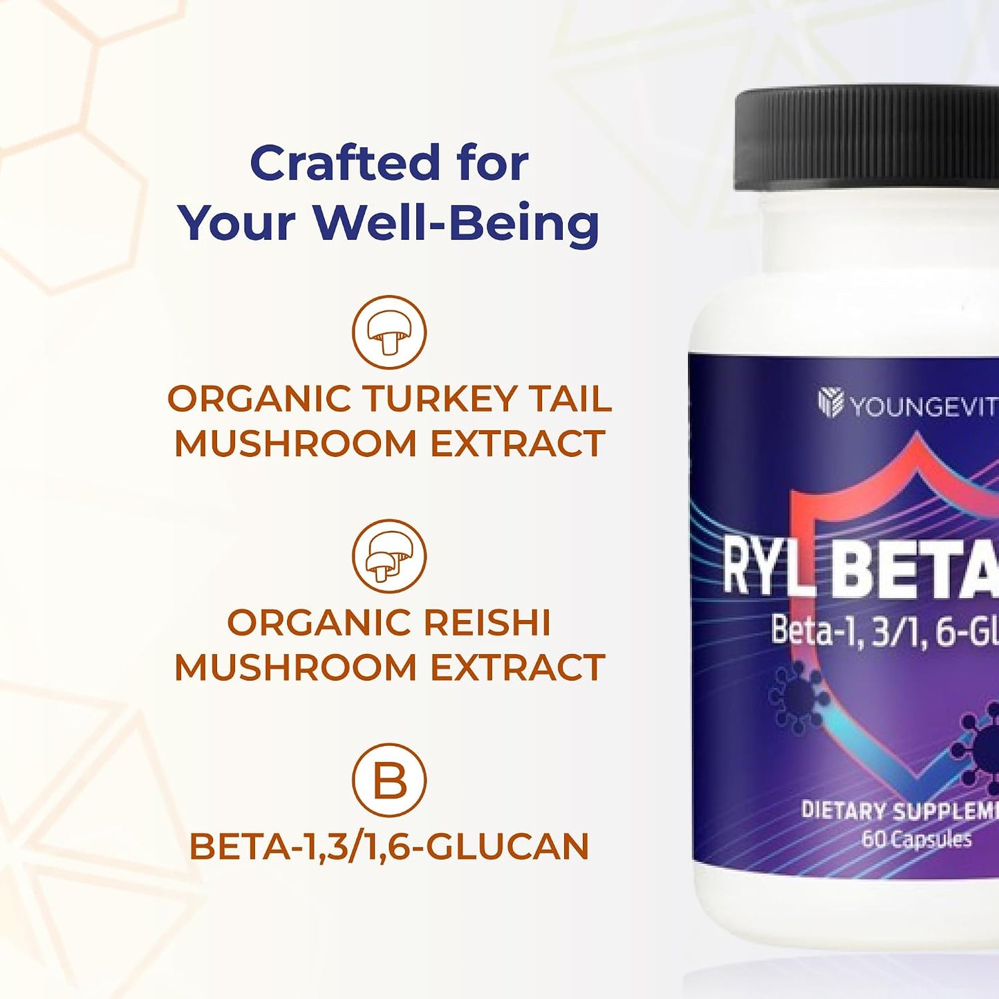 Youngevity RYL Beta550 Beta 1,3-D Glucan - 60 Capsules - görsel 5
