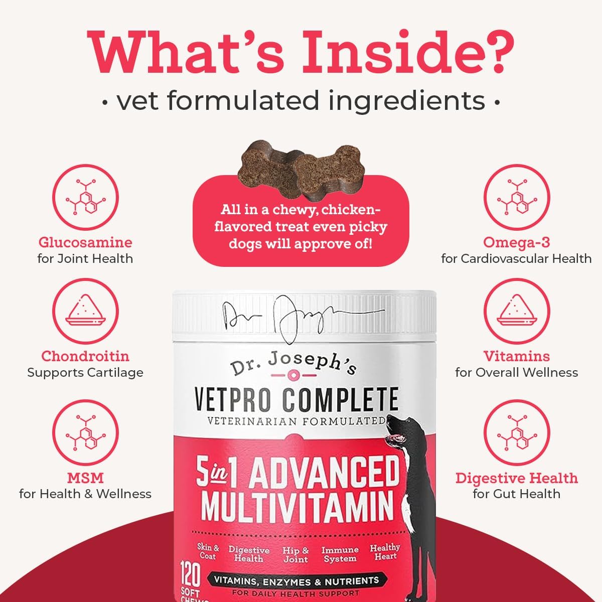 Dr. Joseph's VetPro Complete Multivitamin for Dogs – 120 Chews (Large Breed 60-Day Supply) - görsel 5