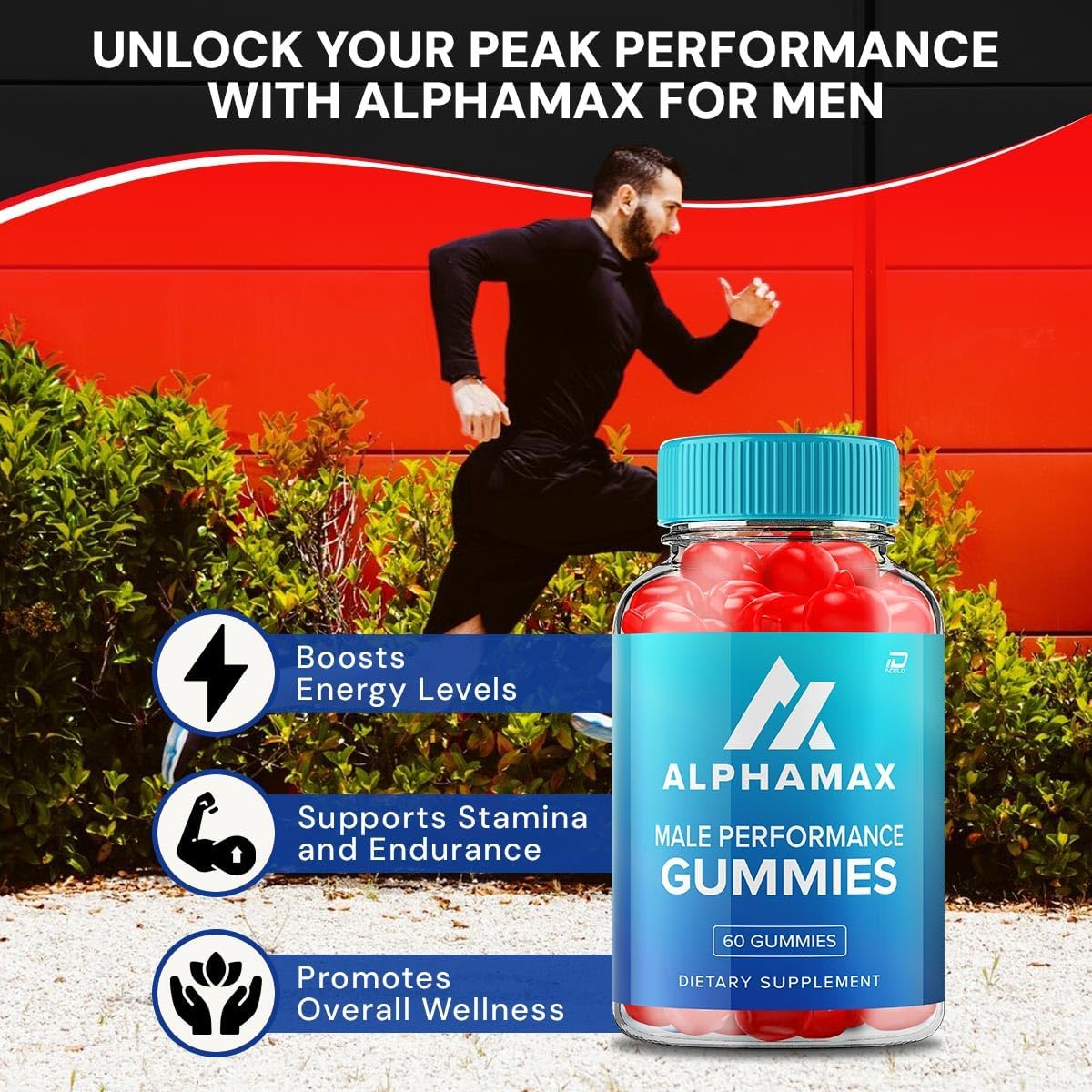 Alpha Max Gummies for Men – AlphaMax Male Performance ACV Gummies Apple Cider Vinegar 1000mg, Vitamin B12 (1 Pack - 60 Gummies) - görsel 2