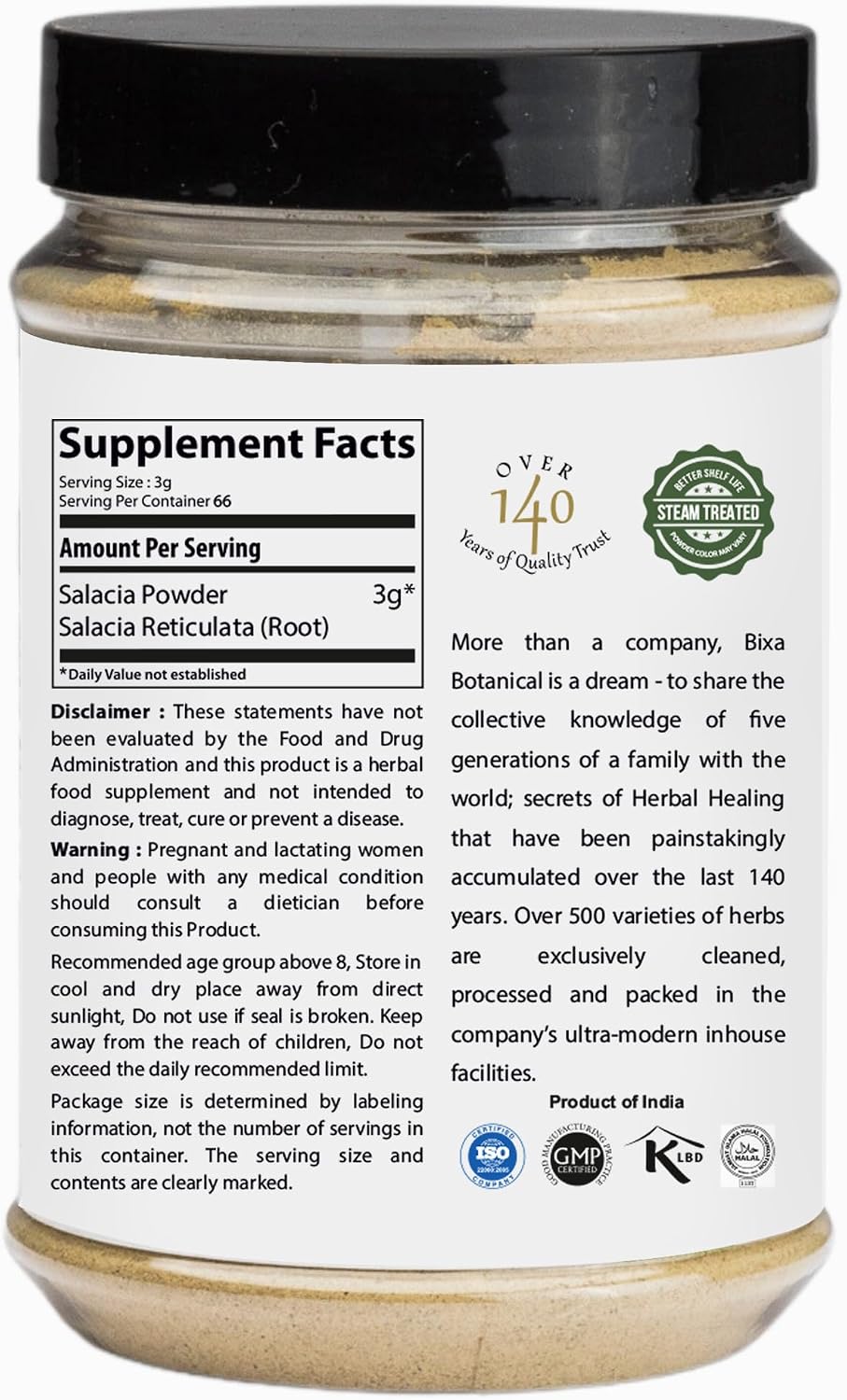 bixa BOTANICAL Salacia Root Powder | Salacia Reticulata | 200g | Ayurvedic Herbal Supplement - görsel 2
