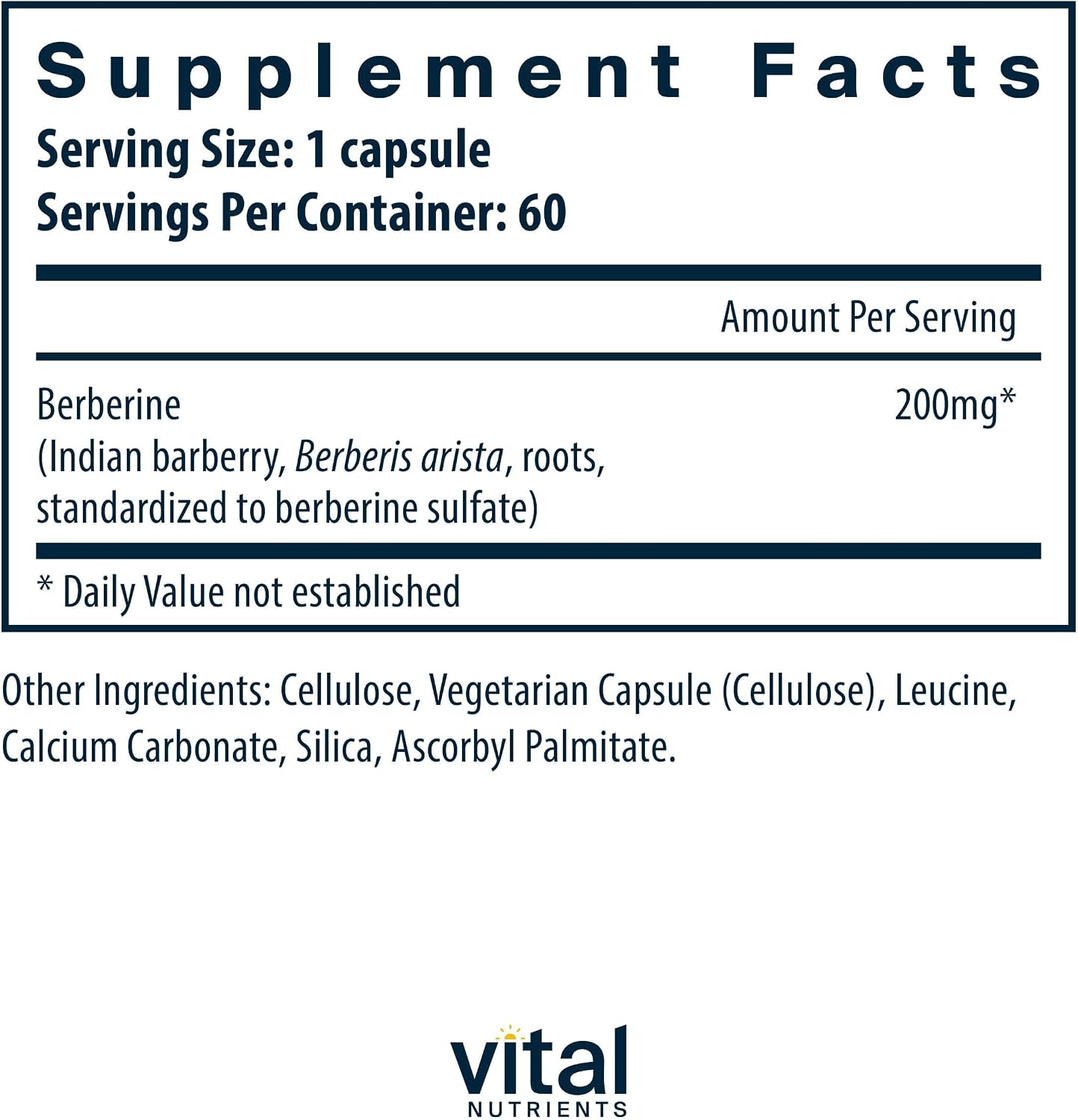 Vital Nutrients Berberine 200 mg – Vegan, Non-GMO, Gluten-Free Food Supplement - görsel 2