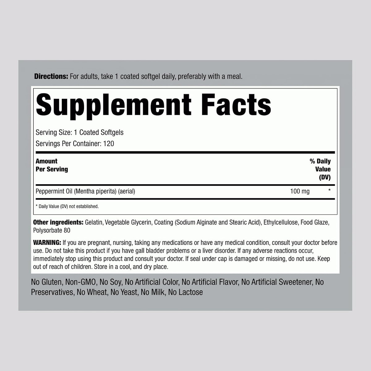 Piping Rock Peppermint Oil Soft gel capsule Capsules - 100mg, 120 Count - görsel 2