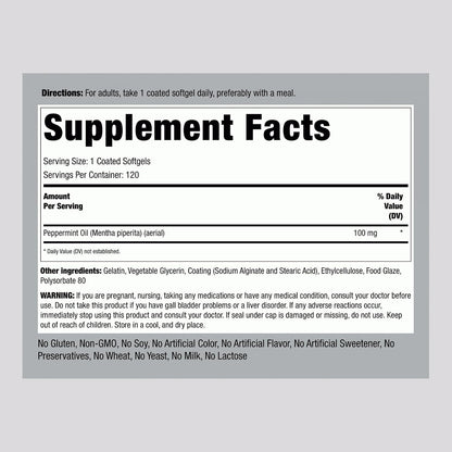 Piping Rock Peppermint Oil Soft gel capsule Capsules - 100mg, 120 Count