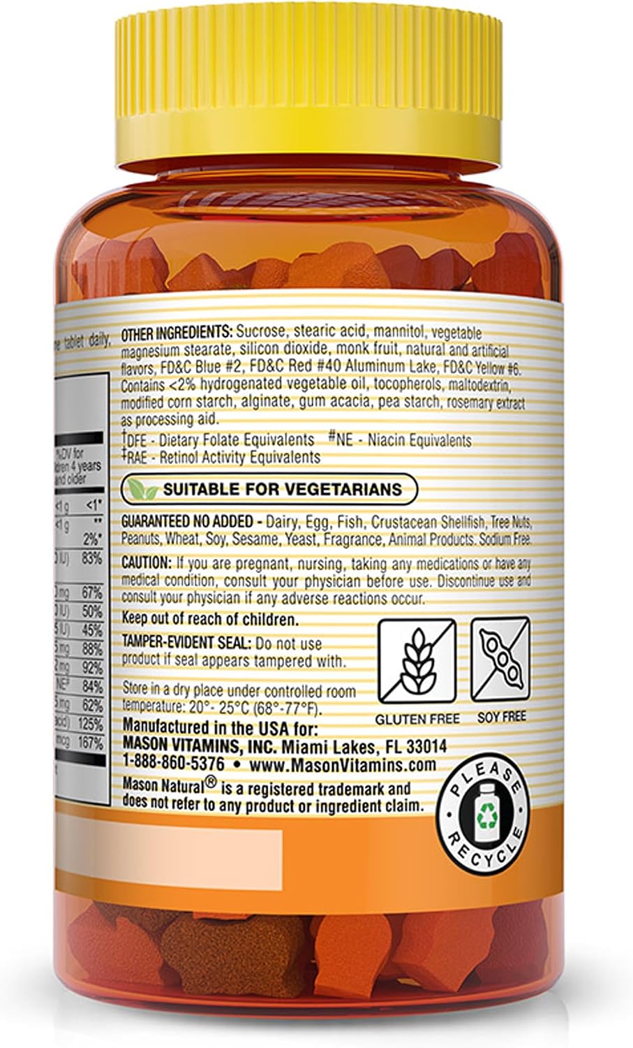 MASON NATURAL Chewable Little Animals Multivitamins for Kids - Children's Daily Multivitamin with Vitamin A, C, D, B1, B2, B3, B6, B12, and Folate - 60 Animal Shaped Chewable Tablets - görsel 3
